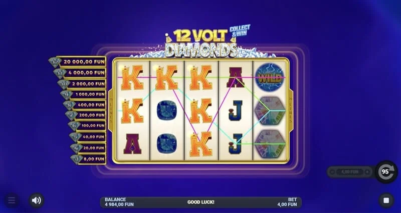 12 Volt Diamonds - aðalspilaskjár með 5×4 reit
